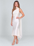 Montaigne Satin One-Shoulder Midi Dress by Joeve Paris - view 1