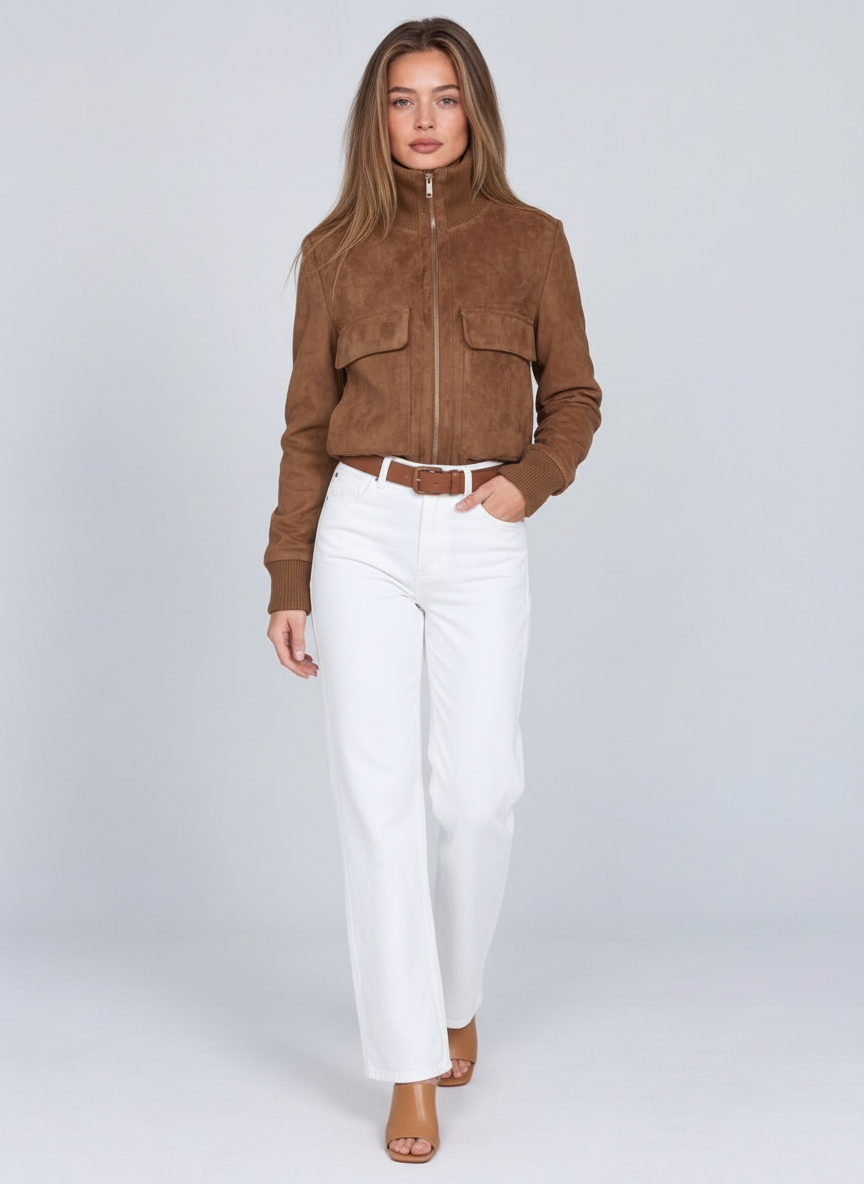Montparnasse Suede-Effect Aviator Jacket by Joeve Paris - view 1
