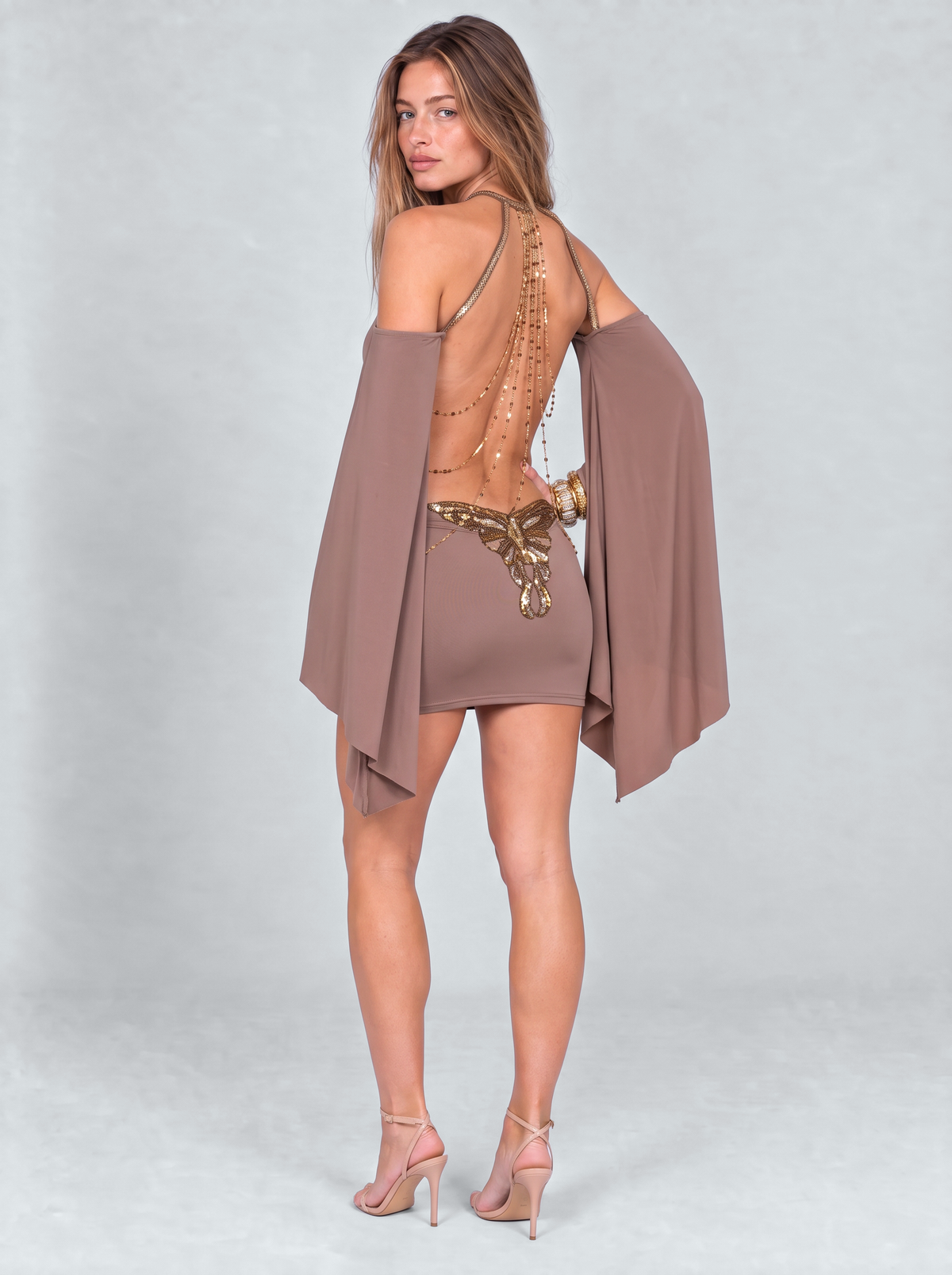 Pigalle Jeweled Open-Back Mini Dress by Joeve Paris - view 3