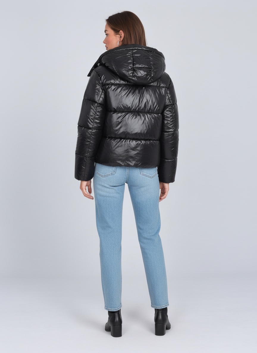 Rivoli Glossy Cropped Puffer Jacket by Joeve Paris - view 3