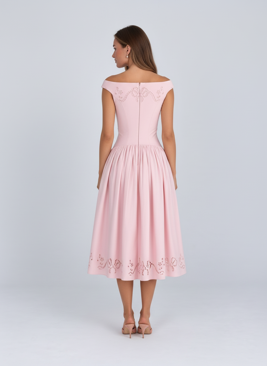 Varenne Embroidered Off-Shoulder Midi Dress by Joeve Paris - view 3