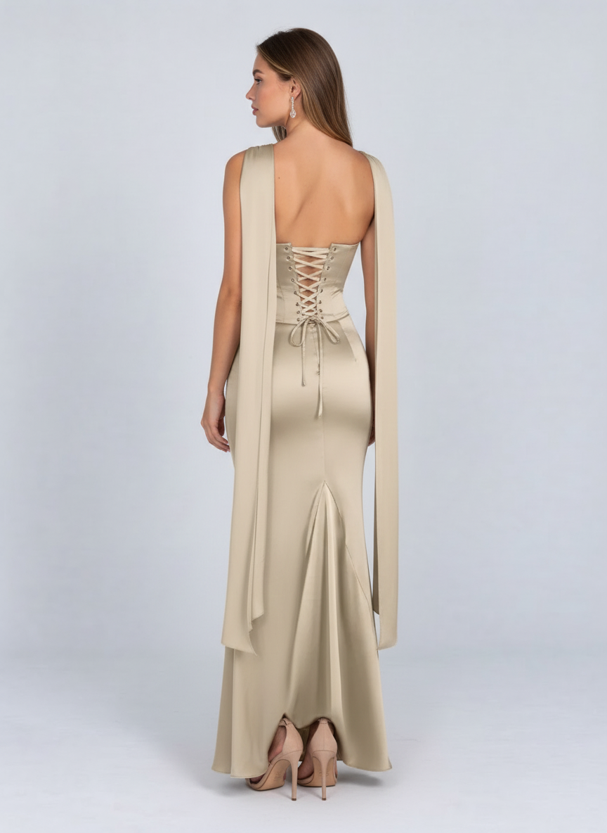 Opéra Champagne Satin Corset Gown by Joeve Paris - view 3