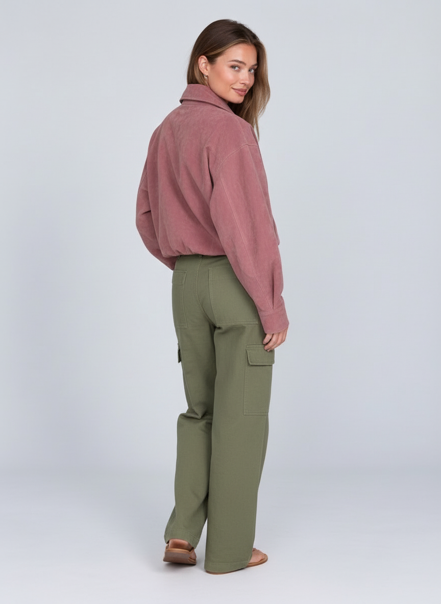 Marais Pink Faux Suede Oversized Bomber by Joeve Paris - view 4
