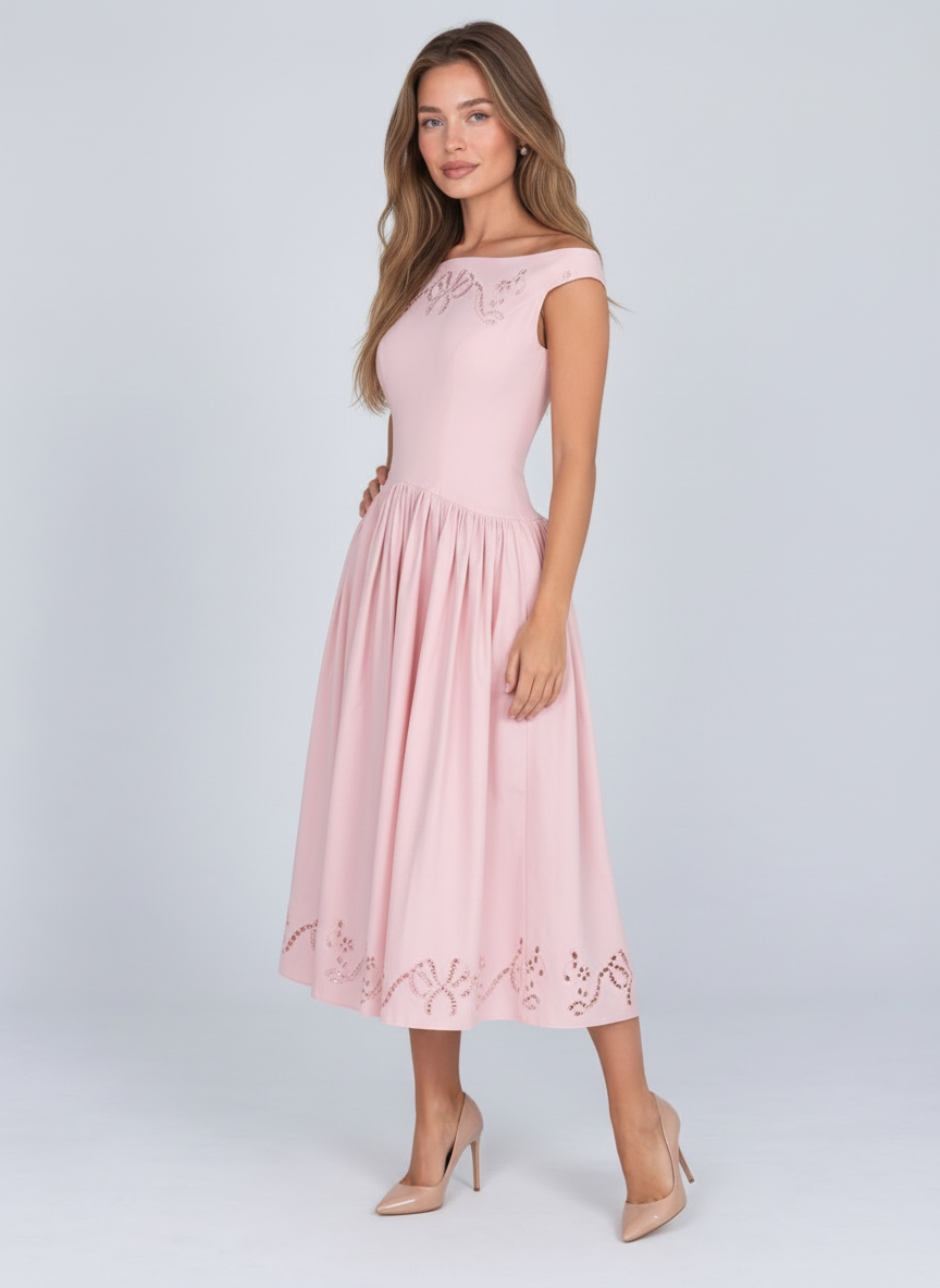 Varenne Embroidered Off-Shoulder Midi Dress by Joeve Paris - view 4