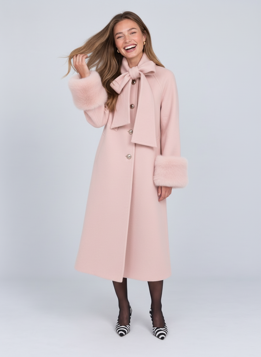 Saint-Honoré Bow Collar Long Coat by Joeve Paris - view 4