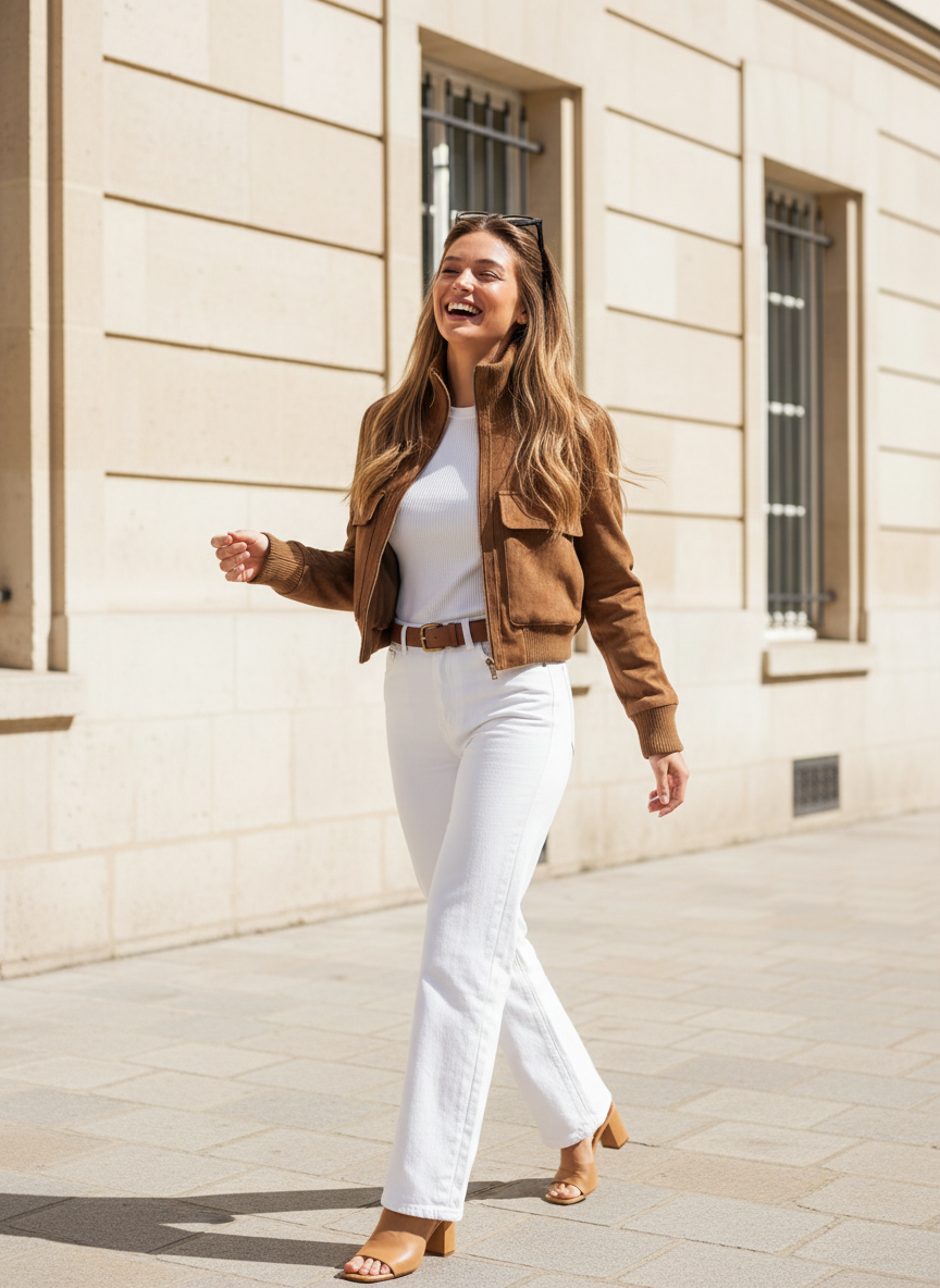 Montparnasse Suede-Effect Aviator Jacket by Joeve Paris - view 5